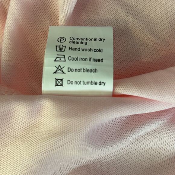 Pink Clip Dot Faux Wrap Mini Dress Size Small Ruffle Babydoll Open Back Dress - Picture 13 of 16